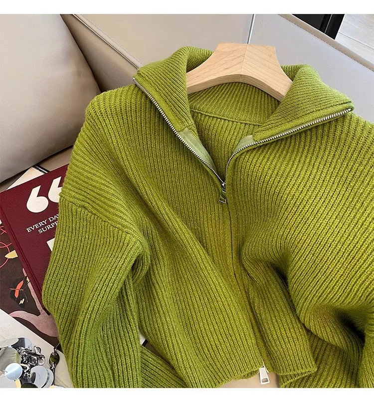 Autumn soft sweater jacket for women knitted cardigan     S4844