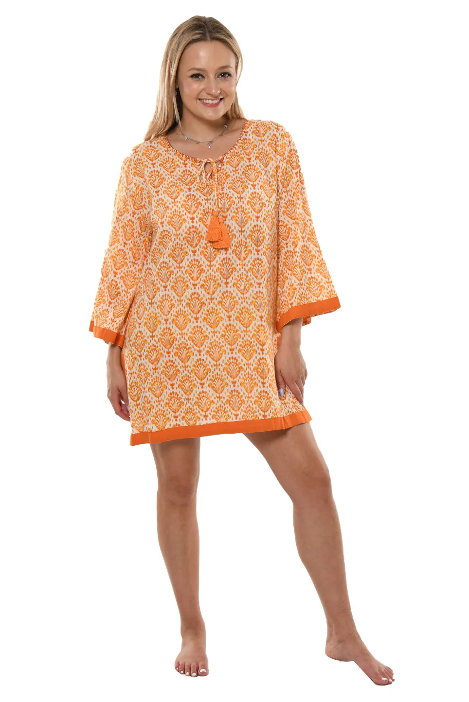 AZUCAR Printed Cotton Tassel Tunic