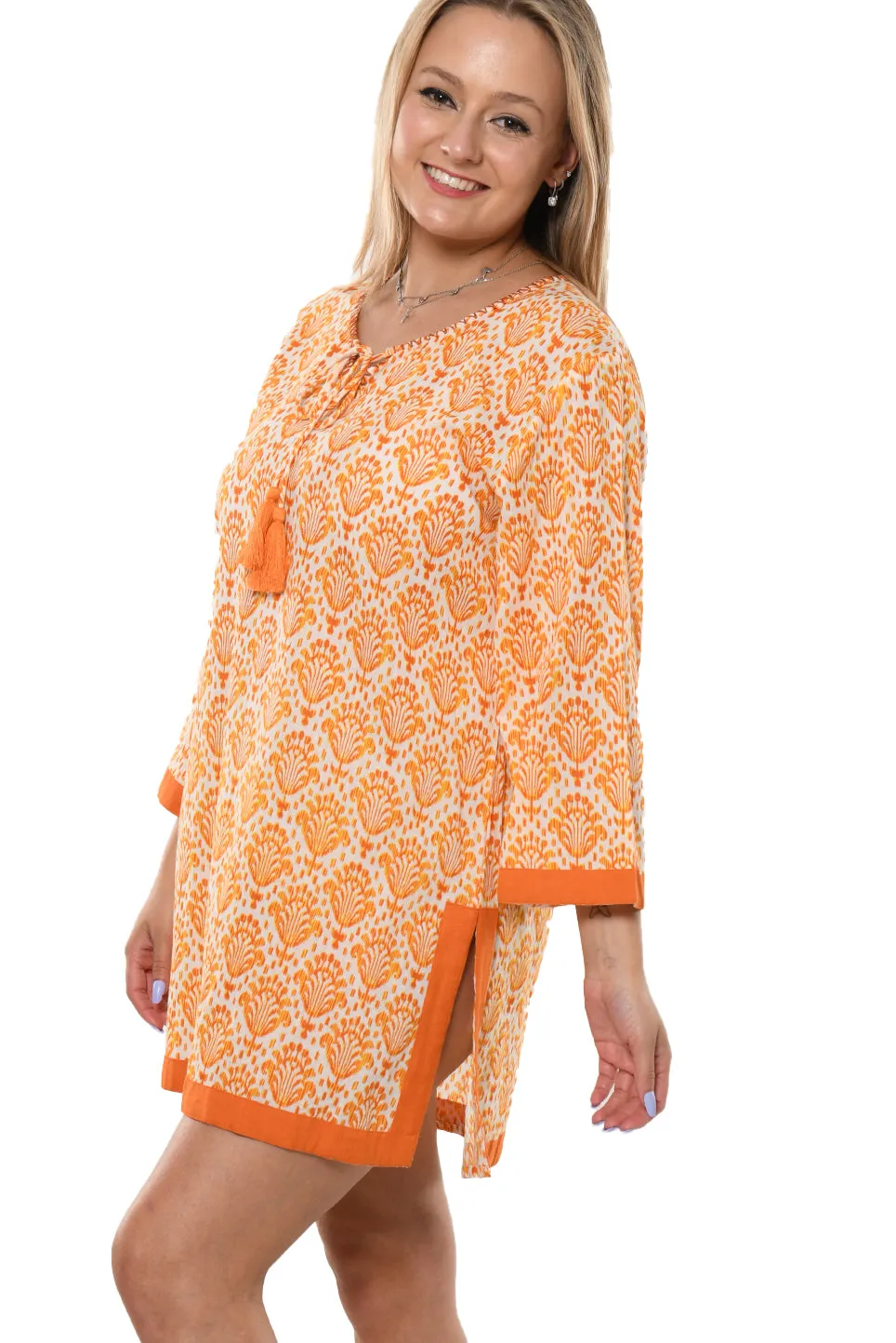 AZUCAR Printed Cotton Tassel Tunic