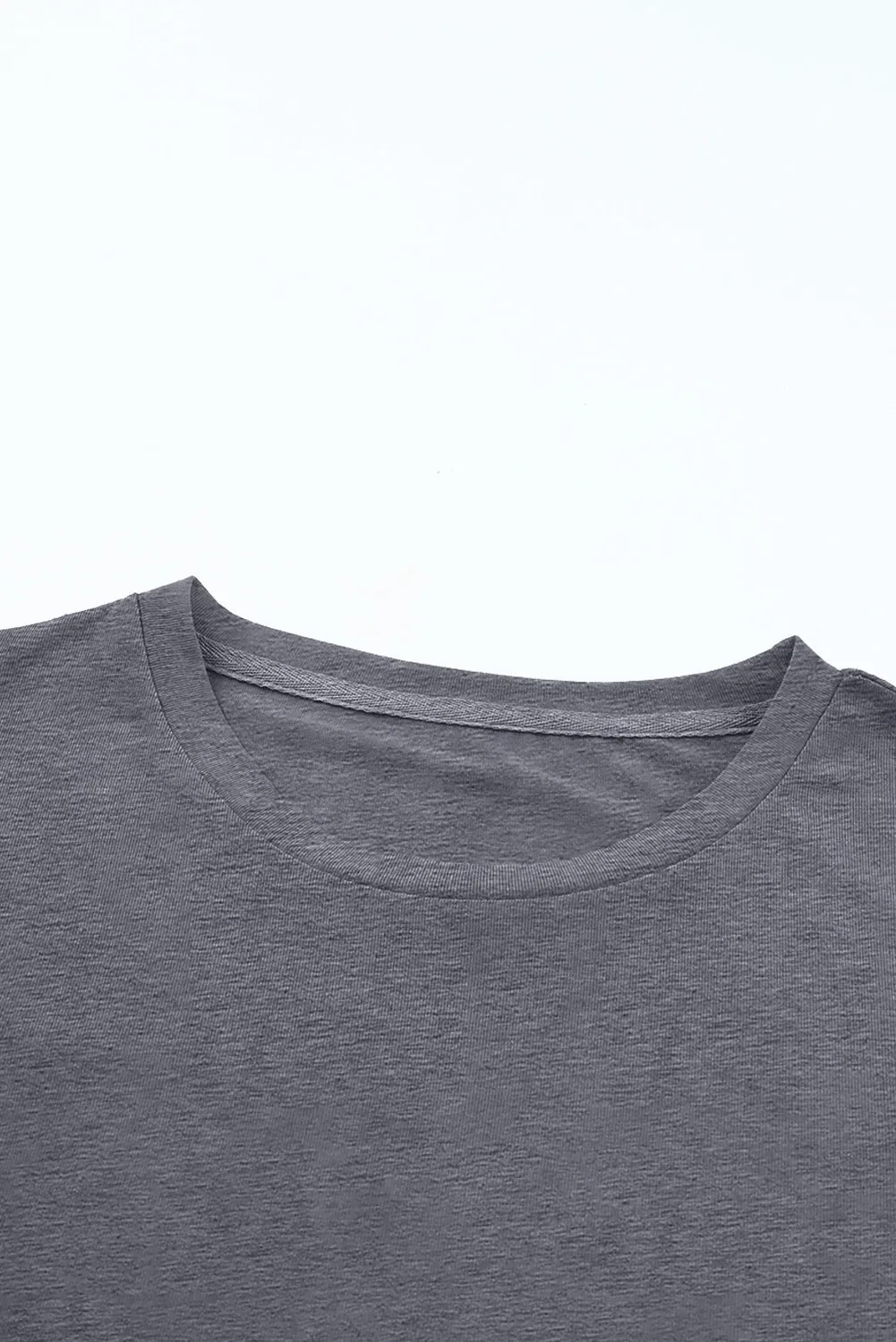 Casual Plain Crew Neck Tee