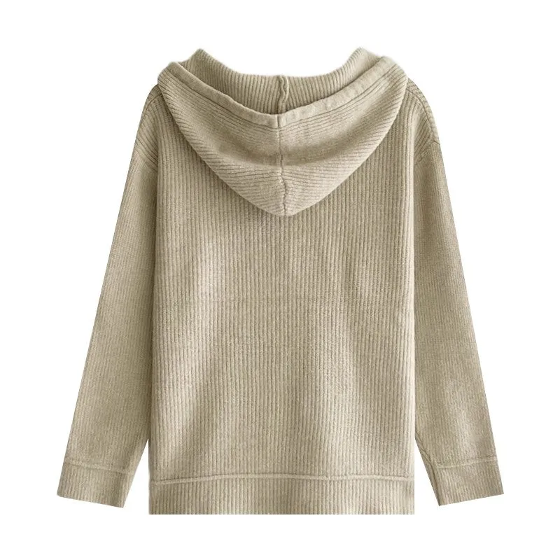 elegant knitted sweater solid color sweater jacket    S4709