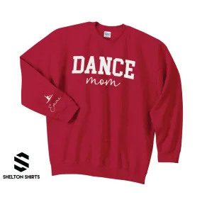 Glitter Dance Mom with Dancer and Name on Sleeve Sweatshirt, Hoodie or T-shirt