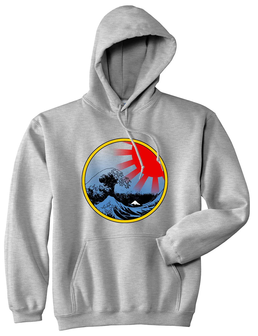 Japanese Wave Print Mens Pullover Hoodie