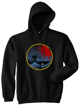 Japanese Wave Print Mens Pullover Hoodie