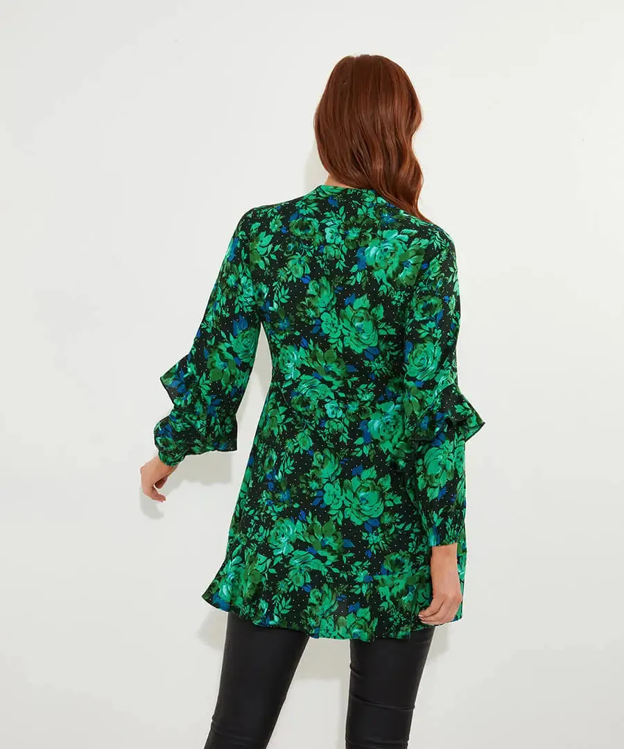 Joe Browns 16 Green Winter Florals Tunic Dress