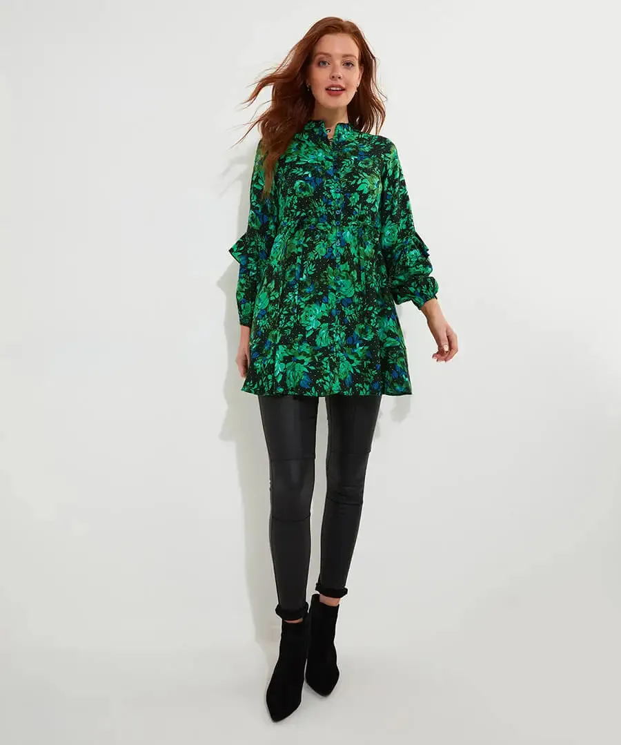 Joe Browns 16 Green Winter Florals Tunic Dress