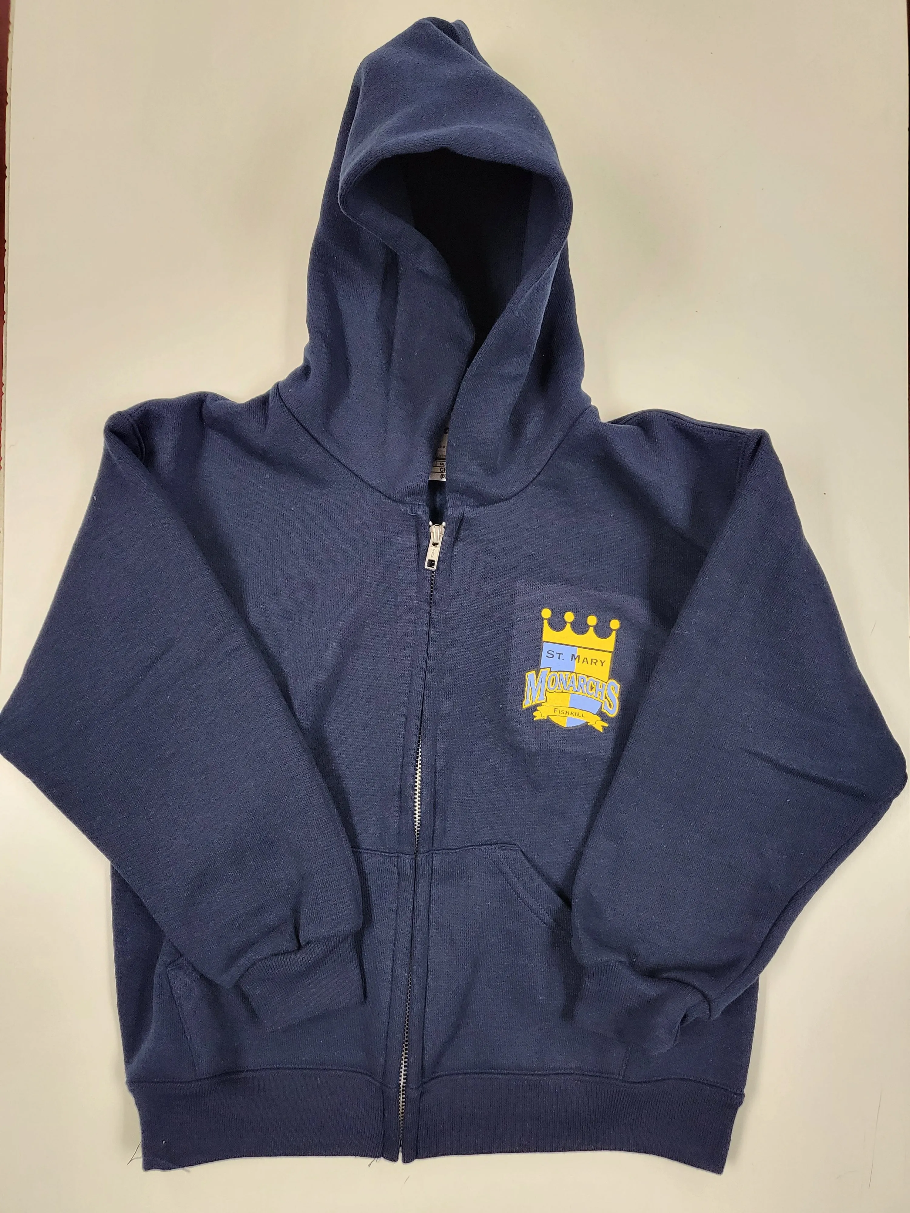 Juvenile Classic Zip Hooded Sweatshirt w/logo Navy