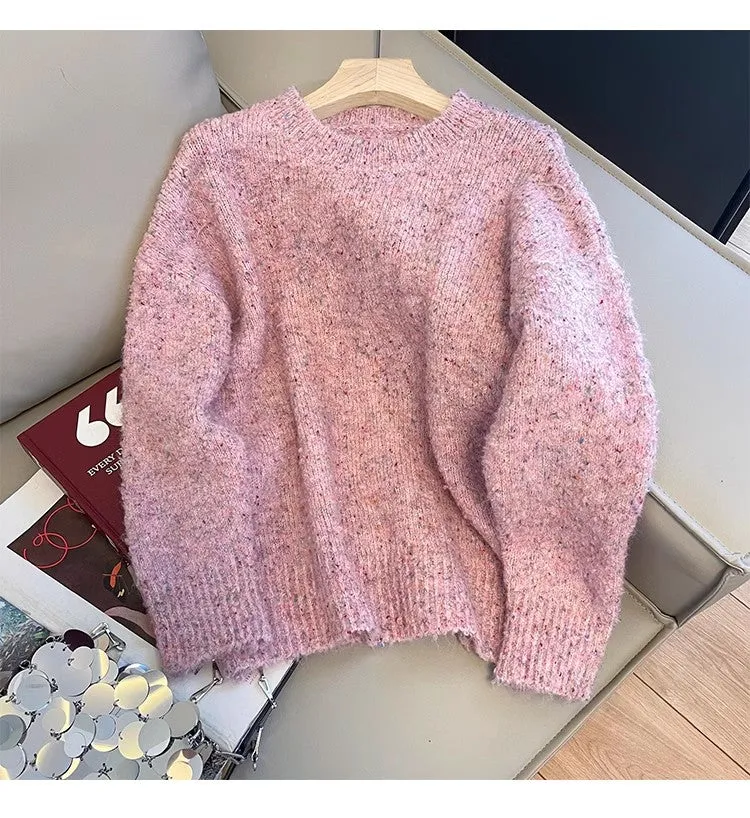 Popular Color Dot Round Neck Sweater Women's New Casual Sweater   S4891