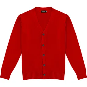 Red Mens V-Neck Button Down Cardigan Sweater