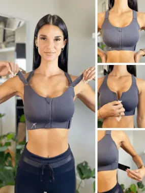 SEAMLESS FLEXI MEDIUM IMPACT BRA - SLATE