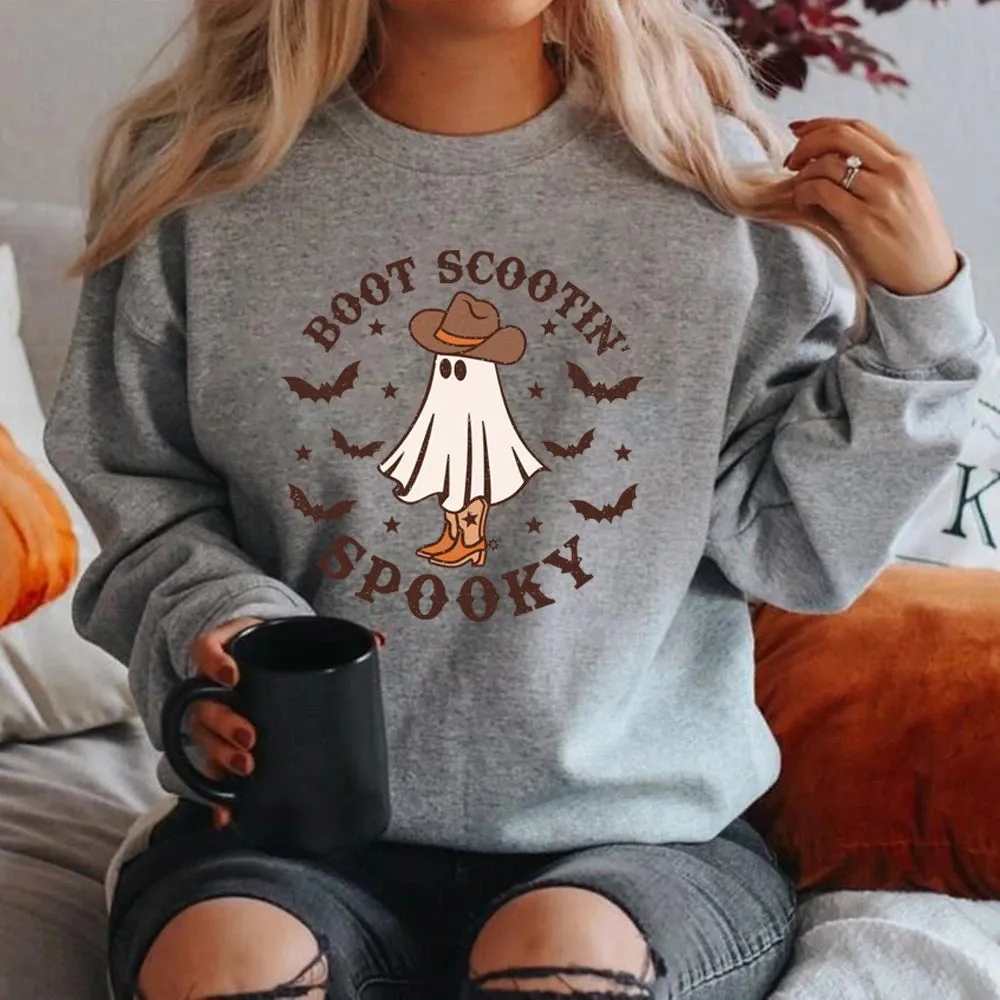 Spooky Cowboy Cute Ghost Fun Fall Cozy Hoodie